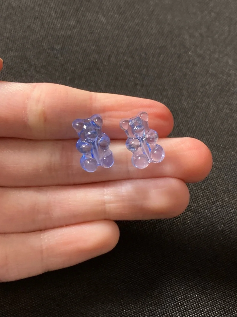 Handmade Light Blue Transparent Gummy Bear Stud Earrings